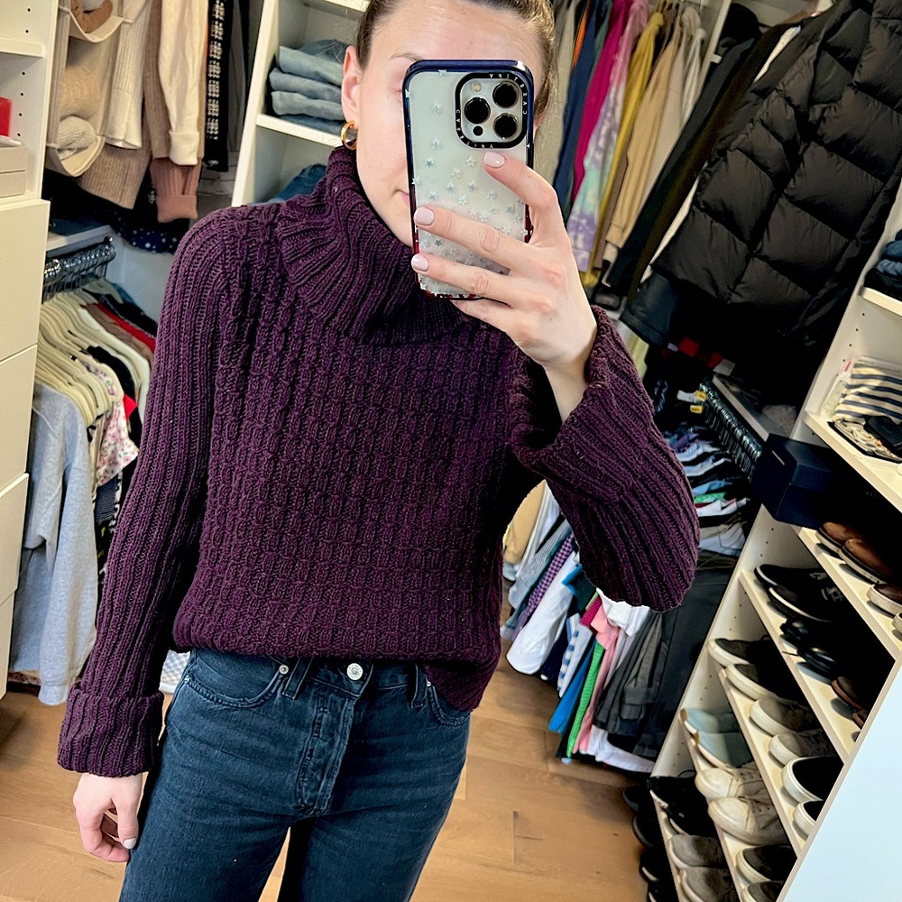 Free People Burgundy Turtleneck Sweater